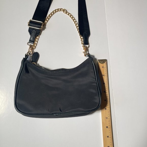 Ardene Small Crossbody Black and Gold Purse with Optional Chain Detail - Picture 6 of 6
